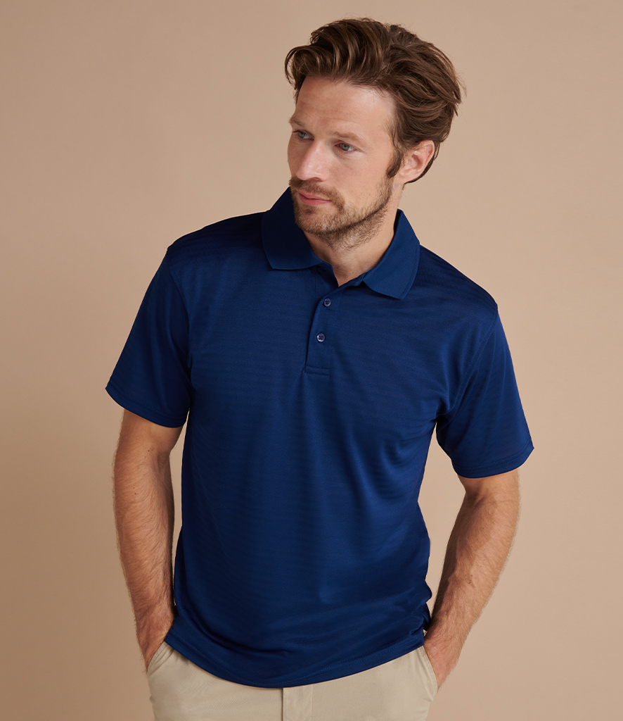 Henbury Cooltouch Textured Stripe Polo Shirt Fire Label